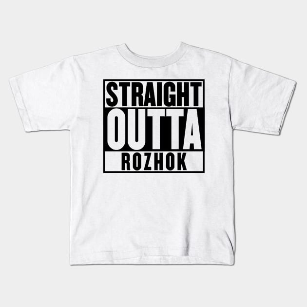 STRAIGHT OUTTA ROZHOK Kids T-Shirt by mangobanana